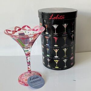 LOLITA Love My Martini "It's My Birthday" Hand Painted Glass Collectible